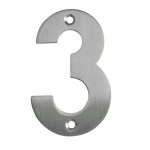 100mm Numerals SSS Finish 100mm Satin Stainless Steel No. 3