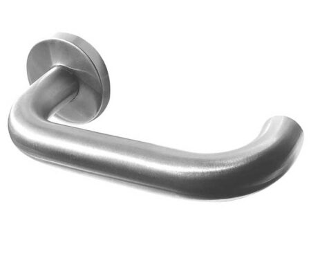 Frelan Orbit 19mm Door Handle on 5mm Sprung Rose Grade 304 Satin Stainless Steel