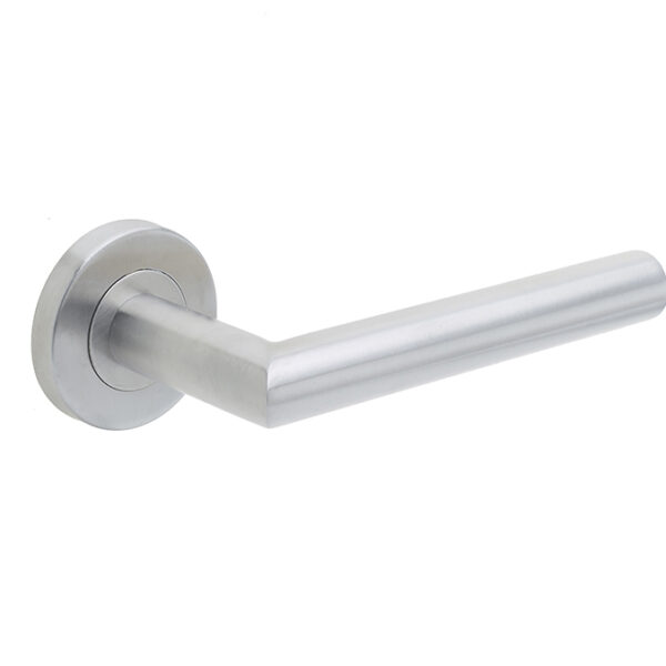 Julian Door Handle on Rose Grade 201 Satin Stainless Steel