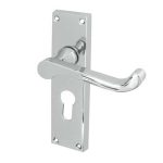 Victorian Scroll Door Handle on Euro Profile Lockplate Polished Chrome