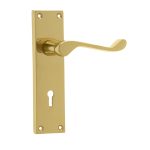 Victorian Scroll Door Handle on Lockplate Polished Brass
