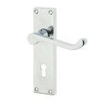 Victorian Scroll Door Handle on Lockplate Polished Chrome
