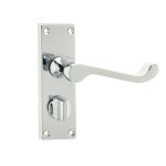 Victorian Scroll Door Handle on Privacy Plate Polished Chrome