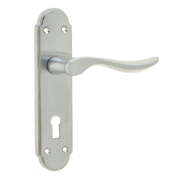 Henley Suite Door Handle on Lockplate Satin Chrome
