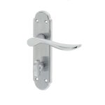 Henley Suite Door Handle on Bathroom Plate Satin Chrome
