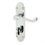 Epsom Suite Door Handle on Bathroom Plate Polished Chrome