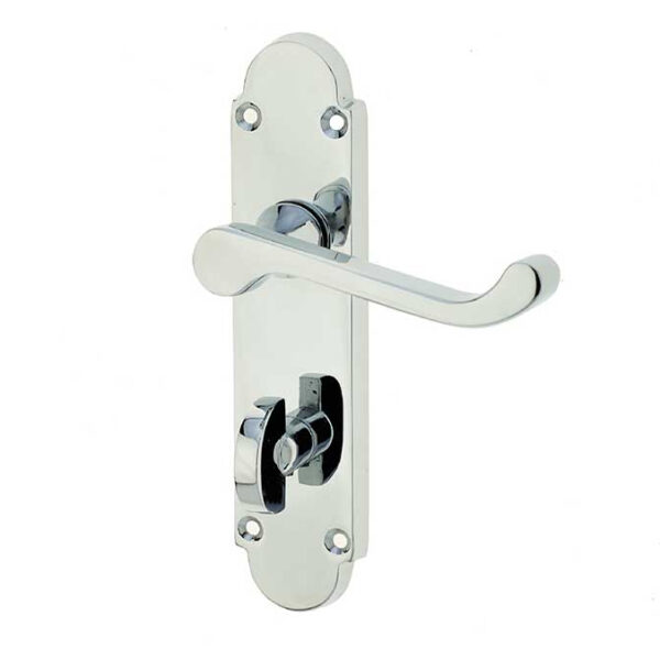 Epsom Suite Door Handle on Bathroom Plate Polished Chrome