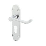 Epsom Suite Door Handle on Euro Profile Lockplate Polished Chrome