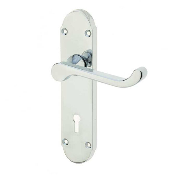 Epsom Suite Door Handle on Lockplate Polished Chrome