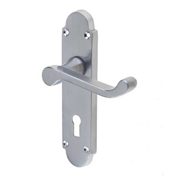Epsom Suite Door Handle on Lockplate Satin Chrome