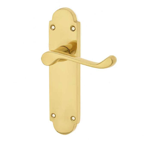 Epsom Suite Door Handle on Latchplate Polished Brass