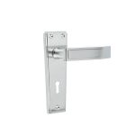Deco Door Handle on Lockplate Satin Chrome