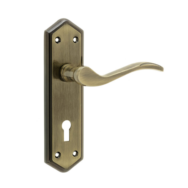 Paris Suite Door Handles on Lockplate Antique Bronze