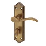 Paris Suite Door Handles on Bathroom Plate Antique Bronze