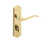 Paris Suite Door Handles on Bathroom Plate PVD Brass