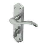 Paris Suite Door Handles on Bathroom Plate Satin Chrome