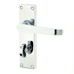 Victorian Straight Door Handle on Bathroom Plate Polished Chrome