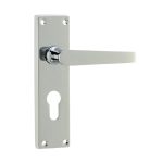 Victorian Straight Door Handles on Euro Profile Lockplate Polished Chrome