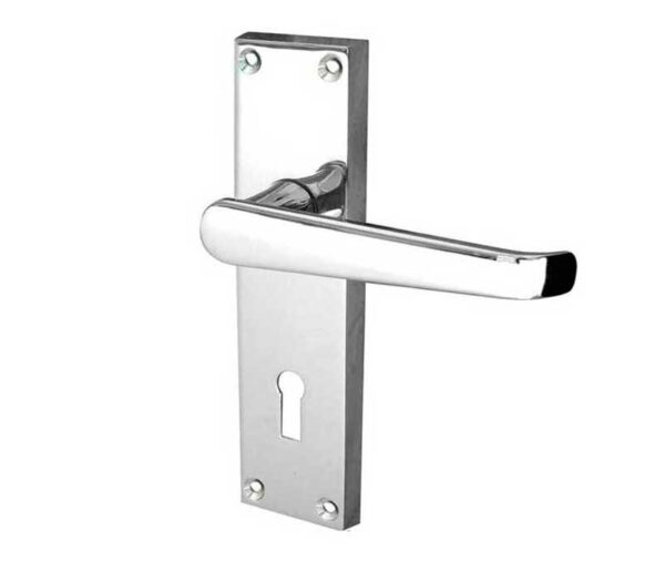 Frelan Victorian Straight Door Handle on Lockplate Polished Chrome