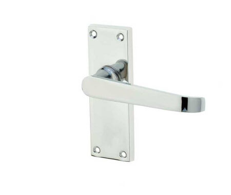 Frelan Victorian Straight Door Handle on Short Latchset Plate Polished Chrome