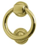Jedo Ring Door Knockers 100mm dia Polished Brass