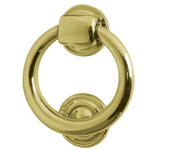 Frelan Jedo Ring Door Knockers 100mm dia Polished Brass