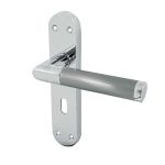 Frelan Mitred Suite Door Handle on Lockplate Polished Chrome/Satin Chrome - Polished Chrome / Satin Chrome