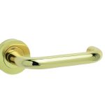 Frelan Thame Door Handle on Rose Polished Brass