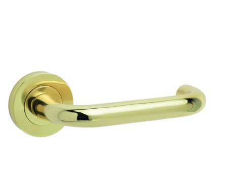 Frelan Thame Door Handle on Rose Polished Brass