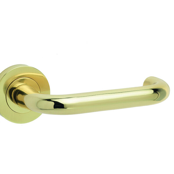 Frelan Thame Door Handle on Rose Polished Brass