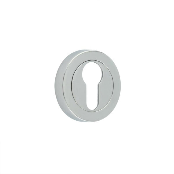 Frelan Jedo Designer Euro Profile Escutcheons on 50mm Round Rose Polished Chrome