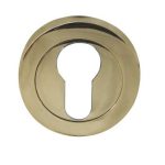 Frelan Jedo Designer Euro Profile Escutcheons on 50mm Round Rose Brass Finish