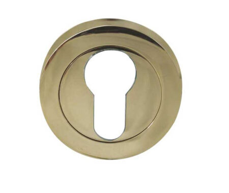 Frelan Jedo Designer Euro Profile Escutcheons on 50mm Round Rose Brass Finish