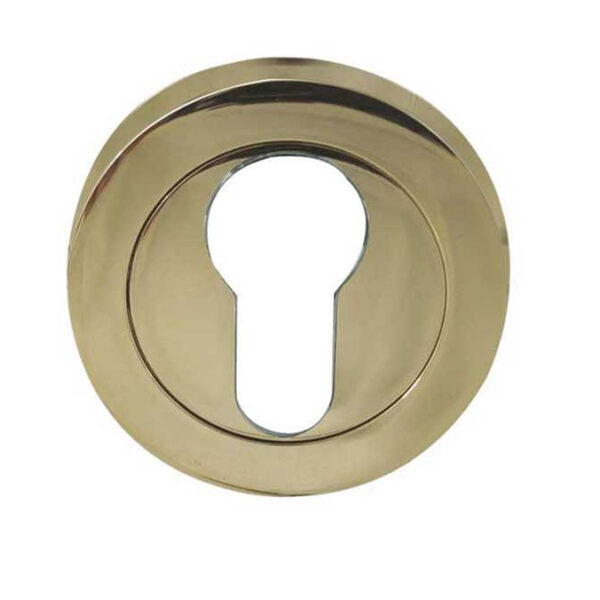 Frelan Jedo Designer Euro Profile Escutcheons on 50mm Round Rose Brass Finish