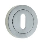 Frelan Jedo Designer Standard Keyway Escutcheons on 50mm Round Rose Satin Chrome