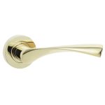 Frelan Twirl Door Handle on Rose PVD Brass - Brass Finish