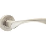 Frelan Twirl Door Handle on Rose Satin Nickel