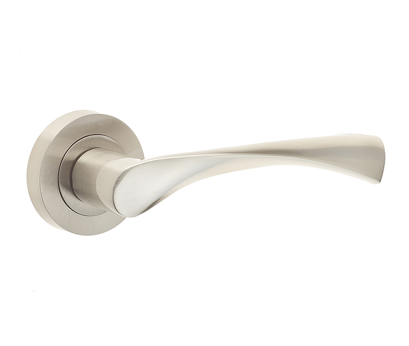 jv504sn.jpg Frelan Twirl Door Handle on Rose Satin Nickel - Image 1