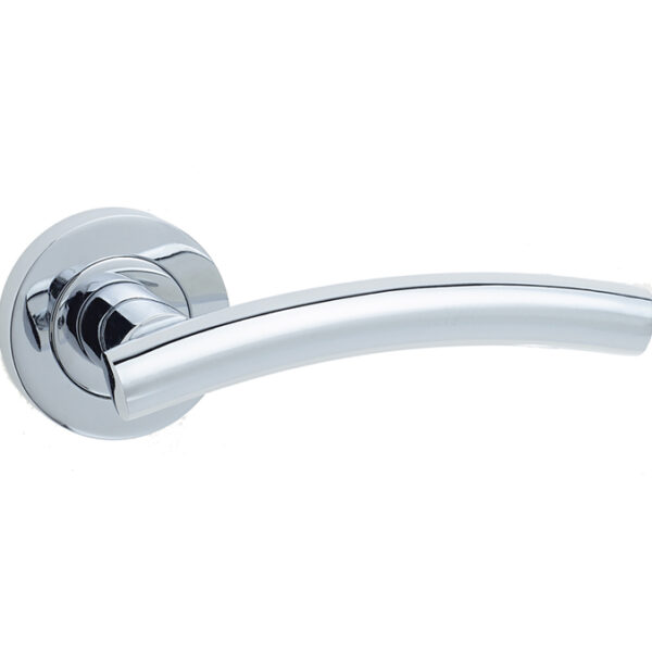 Curve Door Handle on Rose Polished Chrome