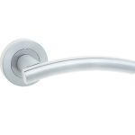 Curve Door Handle on Rose Satin Chrome