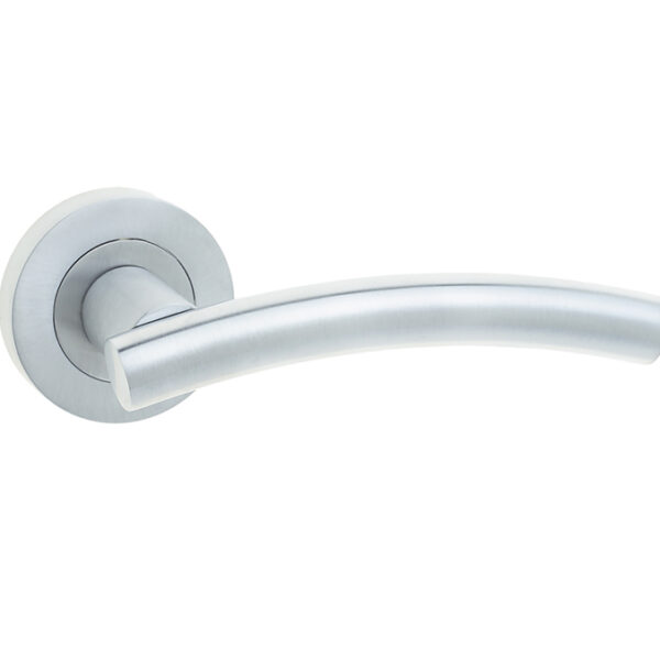 Curve Door Handle on Rose Satin Chrome