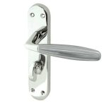 Stylo Suite Door Handle on Bathroom Plate Polished Chrome/Satin Chrome