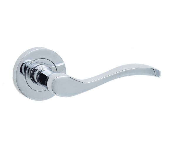 Frelan Turin Door Handle on Rose Polished Chrome