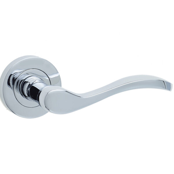 Turin Door Handle on Rose Polished Chrome