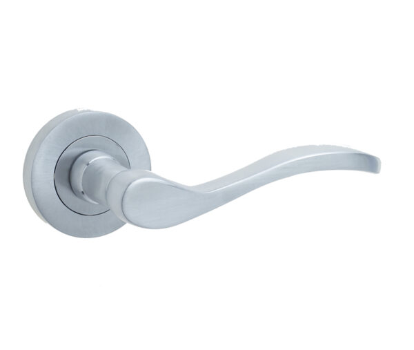 Frelan Turin Door Handle on Rose Satin Chrome