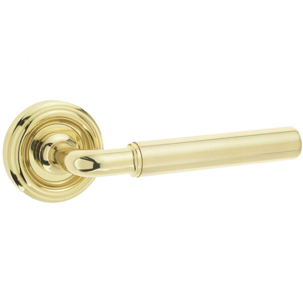 Elise Door Handle on Rose Polished Brass