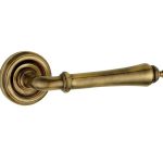 Camille Door Handle on Rose Antique Brass