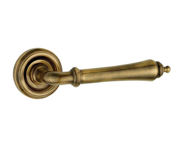 Frelan Camille Door Handle on Rose Antique Brass