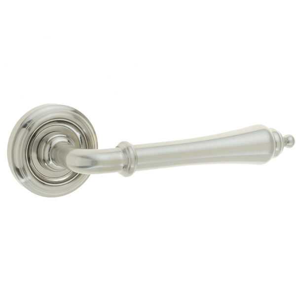 Camille Door Handle on Rose Satin Nickel