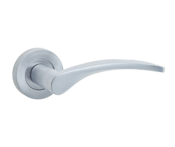 Frelan Monaco Door Handle on Rose Satin Chrome